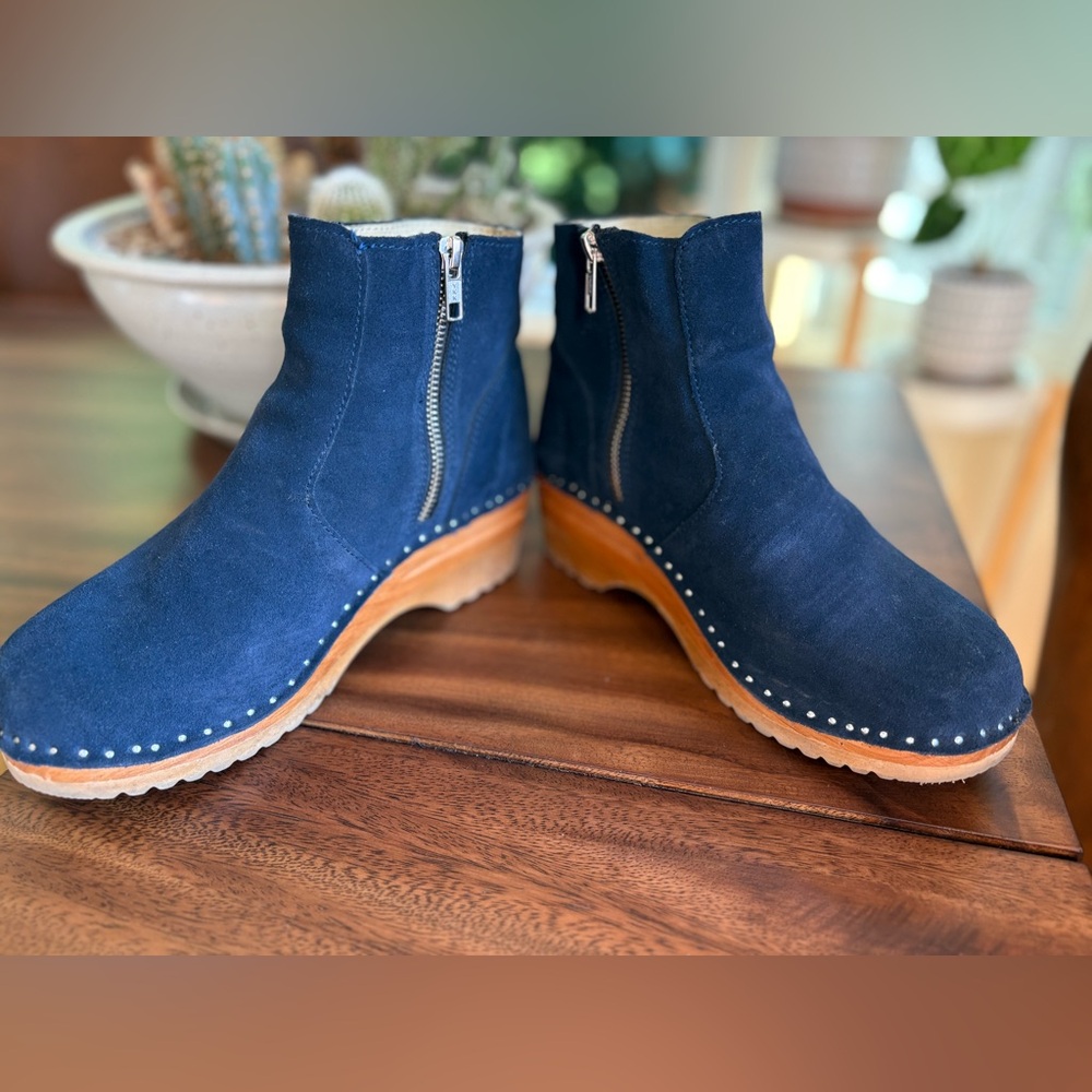 Troentorp Clog Boots with Zip | Blue Suede | Size 38 - Picture 2 of 5